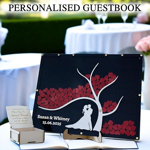 Livre d'or de Mariage Personnalisé Alternatif Rond en Bois Personnalisé Pour Livre D'or d'idées de Mariage Avec Coeurs Boîte de Dépôt d'invité de Lettre de Mariage Alternative Rustique - Nail Gallerys