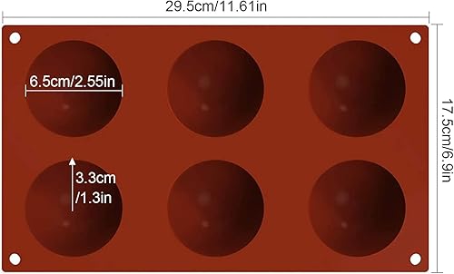 Wady Grand 6 Demi-Spheres Moule en Silicone Plat Antiderapant Rsistant Gateau de Cuisson - Nail Gallerys