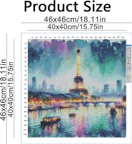 Huacan Kit Broderie Point de Croix Paysage Imprimé Tissu de Grille, Point de Croix Kit de Broderie 11CT DIY Œuvres D'art Faites à La Main pour Adultes Débutants 40 x 40 CM - Nail Gallerys