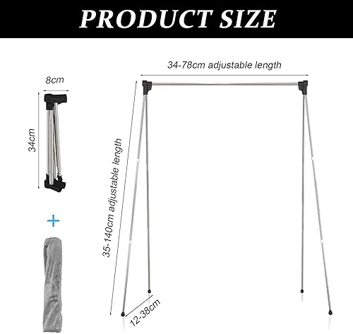 Hengrongshen Portant à vêtements portable pliable extensible - Tringle à vêtements rétractable - Porte-vêtements de voyage stable - Petit et léger - Séchoir à linge pour le camping, le linge à la - Nail Gallerys