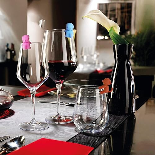 12 PCS Marque Verre à vin, Singe Marqueurs de Verre à Vin en Silicone Marque, Identifiants pour Verres de Réception, Accessoires pour le Vin, Idéaux pour la vie Quotidienne et les Fêtes (Multicolore) - Nail Gallerys