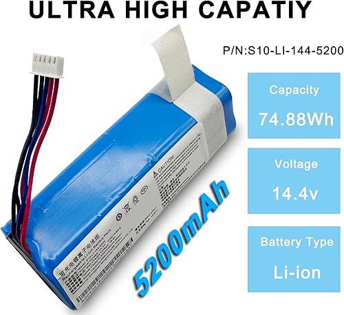 XITAIAN Batterie de Rechange 14,4V 74,88Wh 5200mAh S10-LI-144-5200 Li-ION Batterie pour Ecovacs Deebot T5 T8 T8+ T9 T9+, Ozmo 950 X1 T10 DBX33, DX65 DX93 DX96 DLX11-21/61 DBX11-11/21 201-1913-4200 - Nail Gallerys