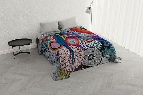 Italian Bed Linen Couette d’été “Ki-Osa” avec impression digitale, 100% microfibre, fabriqué en Italie, KIO615, 2 Places - Nail Gallerys