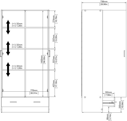 Dmora Armoire à Deux Portes et Un tiroir, Couleur Blanche, 79 x 35 x H 170 cm - Nail Gallerys