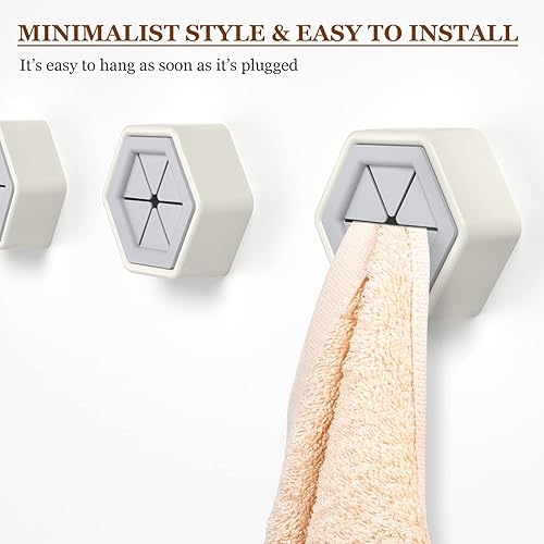 Uktunu 6 Pièces Accroche Torchons Adhesif,Accroche Torchon Cuisine,Accroche Torchon Ventouse Torchon Cuisine Porte Torchon Ventouse Autoadhésives Sans Perçage Pour Salle De Bain Armoire (Hexagonal) - Nail Gallerys