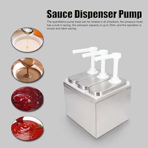 Récipient de pompe à sauce ,pompe de distributeur de sauce de qualité alimentaire résistant à la corrosion avec base pour cuisine pour confiture de salade(3 Pompes) - Nail Gallerys