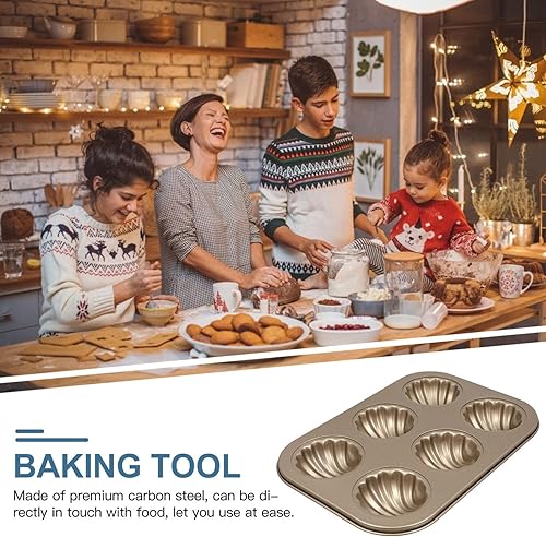 Cabilock Madeleine 6 Cavités Mini Moule À Gâteau De Cuisson Antiadhésives En Acier Au Carbone Or Classique - Nail Gallerys