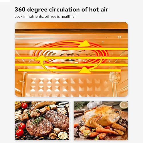JDKJAG 26L Air Fryer Oven, 10 In 1 Multifonction Air Fryers, Mini Electrique Fryer, Inox Air Fryer, Porte à Double Vitrage/Cuisson à 360°, 10 PréRéGlages De Cuisson, Friteuse Et Four CombinéS - Nail Gallerys