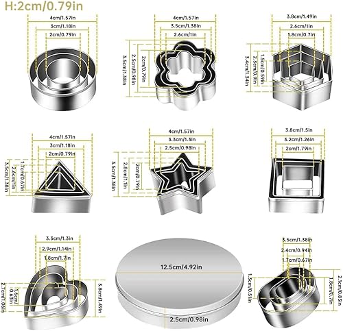 Lot de 24 mini emporte-pièces en acier inoxydable - Outils de bricolage pour pâtisserie, fondants, biscuits, décorations de gâteaux - Nail Gallerys