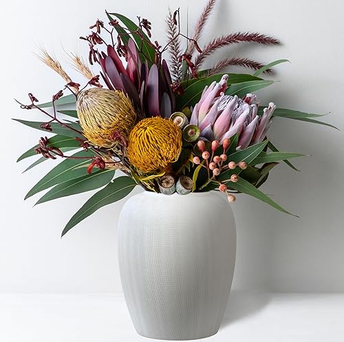 Olly & Rose Rhodes Vase à fleurs en céramique blanche fait à la main - Vase moderne pour salon, entrée, bibliothèque, etc. (25 cm) - Nail Gallerys