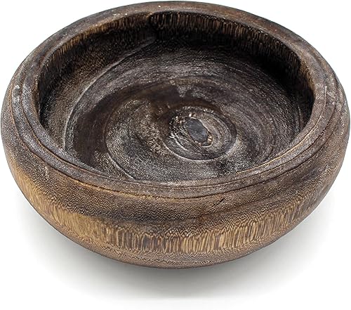 CVHOMEDECO. Primitifs Bol en bois massif fonctionnel et de collection Bol rond en bois sculpté à la main pour servir des noix, des snacks, des fruits ou des décorations d'appoint, 22,9 cm - Nail Gallerys