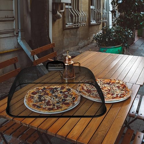 HOLIDYOYO Couverture Alimentaire en Maille Métallique Tente Alimentaire D'extérieur en Maille Écran De Rectangulaire Parapluie De Plat Réutilisable Anti-Insectes Noir - Nail Gallerys