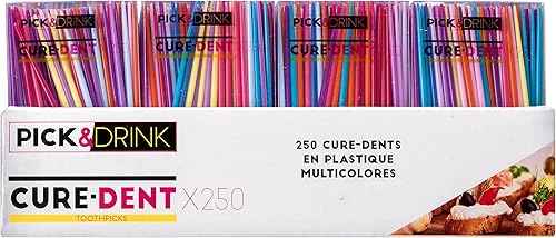 Pick&Drink KM4080 Cure-Dents-250 Pièces, PS, Multicolore, 7,3 x 0,1 x 0,1 cm - Nail Gallerys