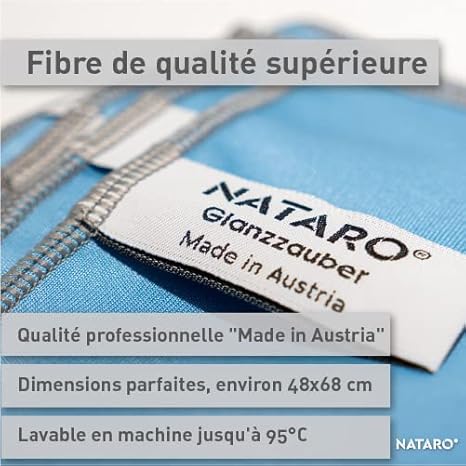 NATARO® 3X Glanzzauber Chiffon en Microfibres pour Vitres - pour Fenêtres avec Verre Cristallin et sans Traces - Chiffon Microfibre Vitre, Chiffon Vitre sans Trace (48x68cm, Bleu) - Nail Gallerys