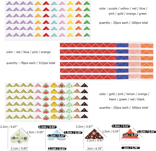 20 feuilles Autocollants pour Coins de Photos, VEINARDYL 696 pièces Autocollant Sans acide Autocollant de montage photo Papier pour Scrapbooking Albums photo Livres de souvenirs Album d'images - Nail Gallerys