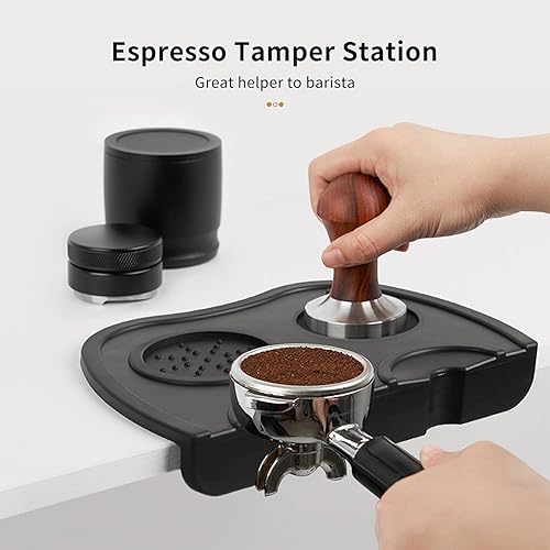 Allalley Grand tapis de tampon à café antidérapant en silicone pour protéger le plan de travail, tapis de tamponnage à expresso avec protection des bords, porte-filtre - Nail Gallerys