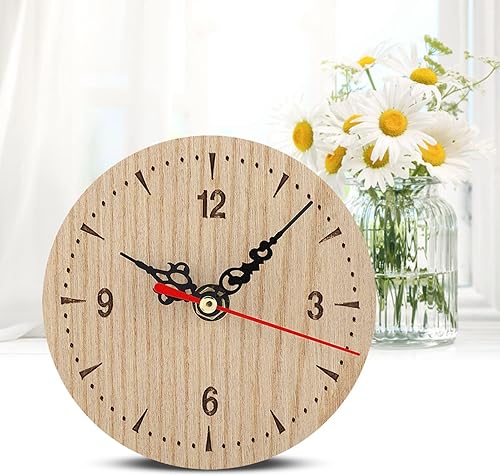 Akozon Horloge Analogique Murale de Table Ronde en Bois Vintage, pour Salon, Chambre à Coucher, Bureau, Petites Horloges Murales pour (Diamètre 12cm/4.7in) - Nail Gallerys