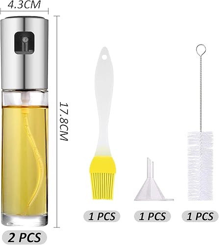 MEMOFYND Lot de 2 vaporisateurs d'huile avec entonnoir, pinceau, pulvérisateur d'huile pressée, outil de cuisine pour friteuse à air et autres appareils de cuisine (100 ml) - Nail Gallerys