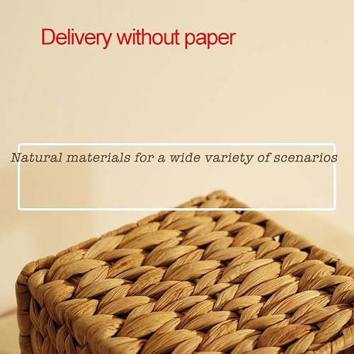 Plookyoe Housse de boîte à mouchoirs en jacinthe d'eau tissée à la main en osier, décoration rustique sur table et salle de bain - Nail Gallerys