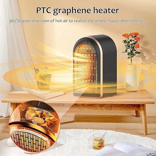 Electric Heater, Space Heater with 1200W/800W Heating Modes Portable PTC Ceramic Plug in Heaters for Home Low Energy Adjustable Heater Tip-Over & Overheat Protection Room Bedroom Office - Nail Gallerys