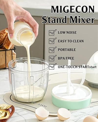 MIGECON batteurs électriques, mousseur à lait, mixeur mains libres, fouet électrique pour fouetter les aliments, fouet blanc œuf, mélangeur à gâteau, mélangeur à lait au chocolat 900 ml - Nail Gallerys