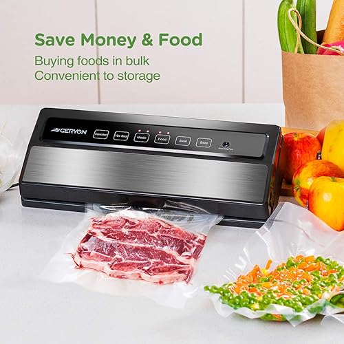 GERYON Machine à emballer sous vide pour emballer automatiquement les aliments sous vide avec kit de démarrage | Voyants lumineux | Facile à nettoyer | Mode sec et humidité | Design compact (argent) - Nail Gallerys