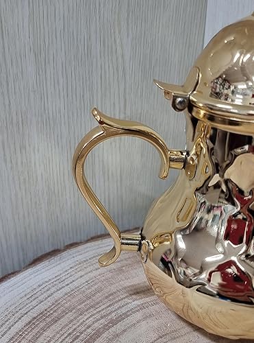 Théière arabe en acier inoxydable - Théière à induction avec filtre intégré et poignée authentique traditionnelle modèle gravé avec design classique arabe 24oz - Nail Gallerys