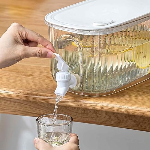 cypreason Boissons Distributeur Eau Frigo avec Robinet Bouilloire FroiRéservoir d'eau Glacée pour Jus D'été Eau FroiGlacé Lait Bière Fête, Transparent - Nail Gallerys