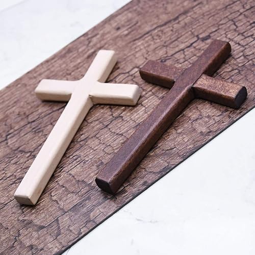 Navna Lot de 2 croix en bois faites à la main avec pendentif religieux pour décoration murale - Nail Gallerys