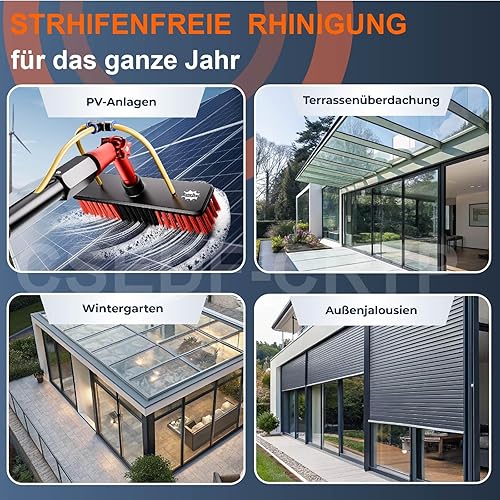 Lave Vitre Telescopique, Grande TêTe De Brosse Rotative Perche Nettoyage Toiture, Balai Telescopique, Kit Nettoyage Panneaux Solaires Pour Nettoyer Vitres - Nail Gallerys