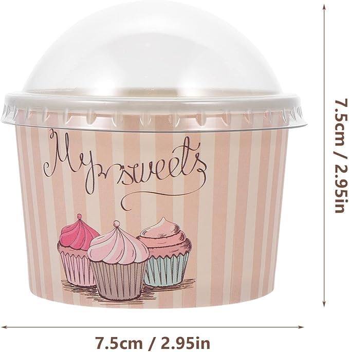 Niltracy Lot de 50 bols à dessert en papier avec couvercles, recyclables, capacité de 150 ml, parfaits pour la crème glacée, le yaourt glacé, les desserts et plus encore - Nail Gallerys