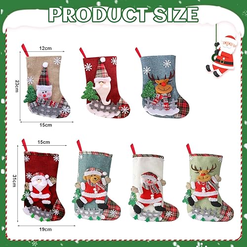 TOSUTO Lot de 7 Chaussette de Noel a Suspendre,Chaussettes de Noël à Remplir,Mini Bas de Noël pour Enfant,Enfant Décorations Sapin de Noël,adaptées aux cheminées,sapins de Noël,Murs et escaliers - Nail Gallerys