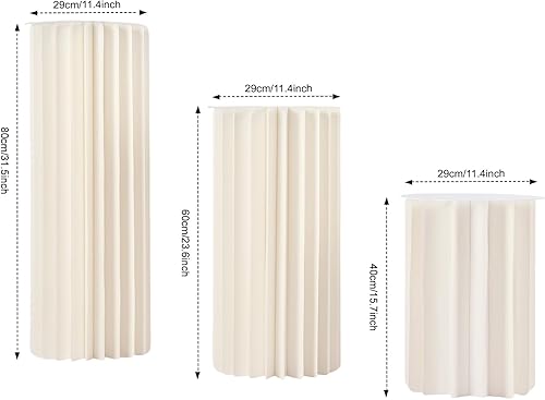 Lot de 3 vases en carton de mariage avec couvercle en acrylique - 40 cm, 60 cm, 80 cm - Pliable - Pour mariage, fiançailles, anniversaire, décoration de table - Blanc - Nail Gallerys