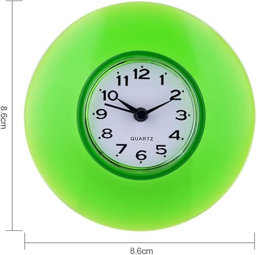 Mini Horloge Murale Ronde Étanche À Ventouse, Décoration À Quartz Pour Salle De Bain, Cuisine, Salon, Chambre À Coucher (Vert) - Nail Gallerys