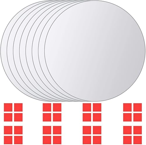 vidaXL 8X Carreaux de Miroir Rond Miroir Mural Miroir sans Cadre Décoration de Salon Salle de Séjour Chambre Salle de Bain Maison Intérieur Verre - Nail Gallerys