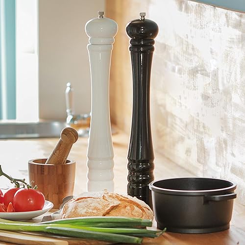 Relaxdays 10020593 Moulin à poivre HxlxP: 40 x 6 x 6 cm moulin à sel 40 cm céramique moulin à épices design classique, noir - Nail Gallerys