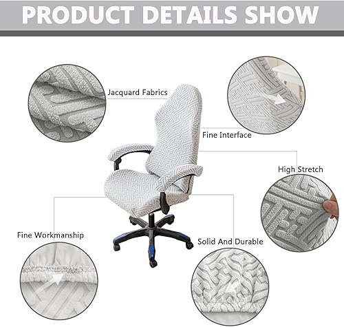 WYLEBER Housses de Chaise de Gaming,Housse de Fauteuil Rotatif avec Accoudoirs/Dossier de Chaise,Antidérapante Rétractable Protection de Siège Gaming(Dark Gray) - Nail Gallerys