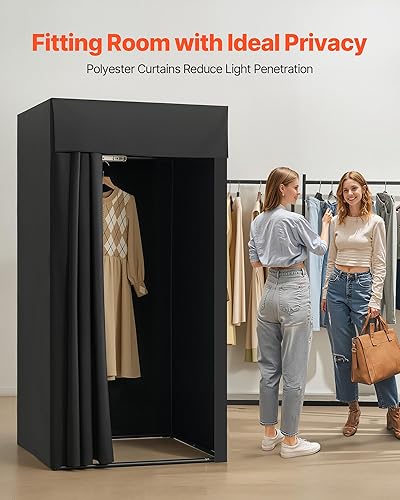 VEVOR Cabine d'Essayage 99x99x198 cm, Vestiaire Portable avec Rideaux Épais en Polyester et Crochet, Espace d'Intimité pour Magasin, Boutique, Centre Commercial, Atelier de Couture, Extérieur, Noir - Nail Gallerys