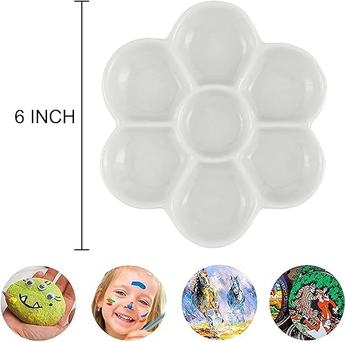 TOMYEER Plateau de palette de peinture de 15,2 cm avec 7 puits pour aquarelle, acrylique et huile, travaux manuels, peinture artistique professionnelle - Nail Gallerys
