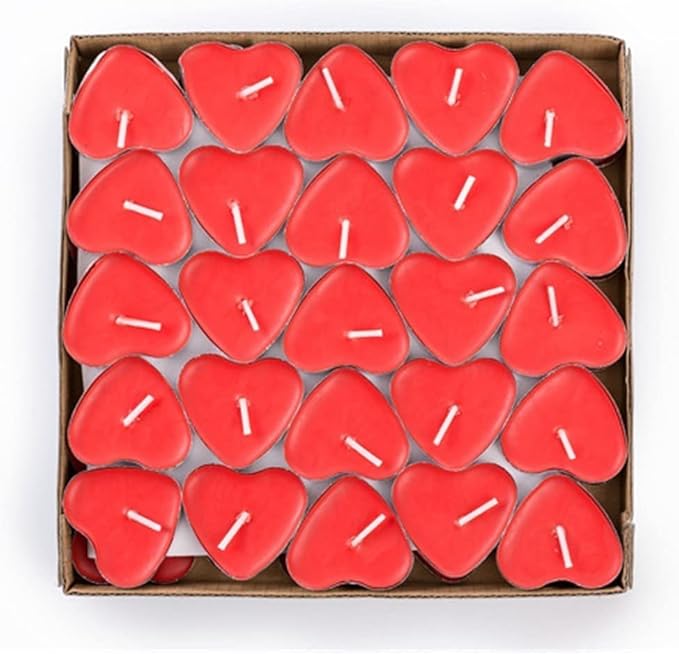 Parfumée Bougies Lot de 50 Bougies Forme de Coeur d'amour Décoratives en Forme de Cœur pour Fête Anniversaire 3.8 * 3.8 * 1cm(rouge) - Nail Gallerys