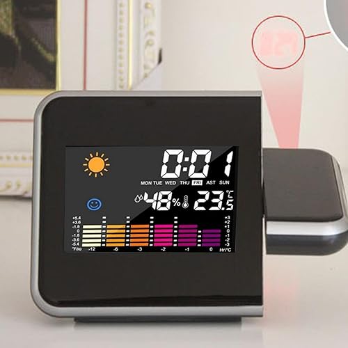 Réveil de Projection - réveil Fort, Projection 16 cm du réveil numérique - Affichage LED avec Projection de 180 °, humidité 20–90%, Affichage de température et Alarme idéale pour Les Chambres et la - Nail Gallerys