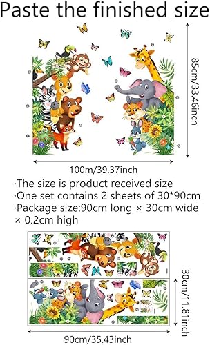 Purekay Autocollants Fenêtre Enfant Animaux Stickers Fenêtre Animaux Forêt Autocollant Girafes Tigres Lapins Zèbres Vitre Anti-Adhésifs Fenêtre Porte Chambre Décalques - Nail Gallerys