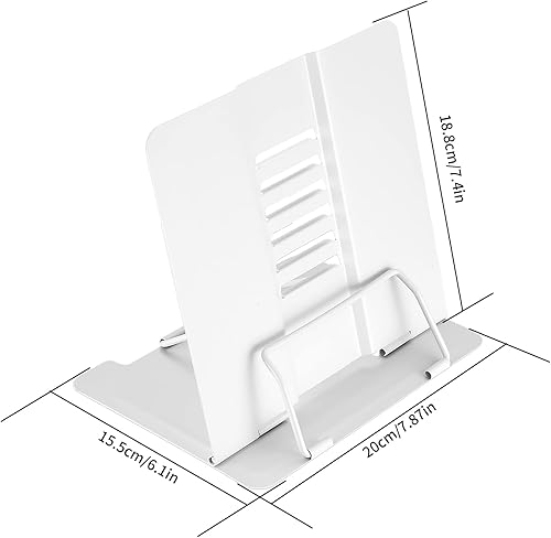 Support de lecture en métal, porte-livre, support de livre 6 positions réglables, support de livre en métal pour la cuisine, l'école, la musique, les livres de cuisine - Blanc - Nail Gallerys