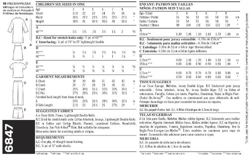 NEW LOOK Patron de Couture Pyjama 6847 – Enfant Tailles : une (3,4,5,6,7,8) - Nail Gallerys