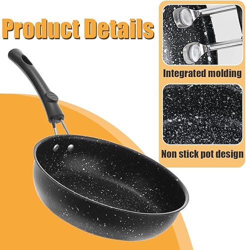 Poêle à Frire Antiadhésive, Poêle à Omelette Casseroles, Induction, Revêtement antiadhésif, Empilable, Compatible lave-vaisselle, Poêle Façon Pierre Tous Feux Dont Induction, Noir, diamètre 14CM - Nail Gallerys