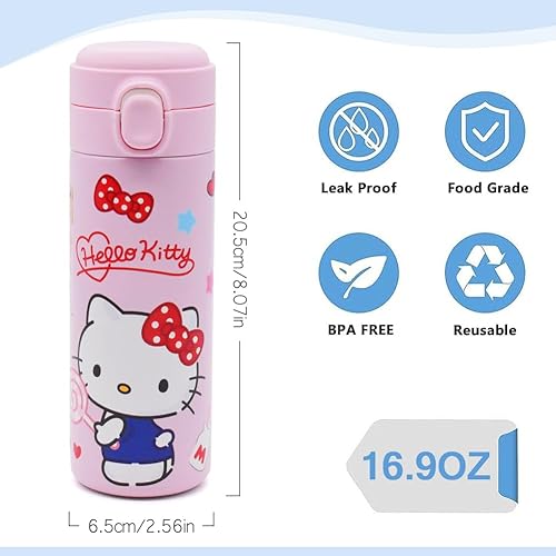 Ksopsdey Bouteille d'eau en acier inoxydable 420 ml, isotherme, réutilisable sans BPA, thermos sans fuite, pour école, sport, camping, voyage, anime, jusqu'à 10-12 heures - Nail Gallerys