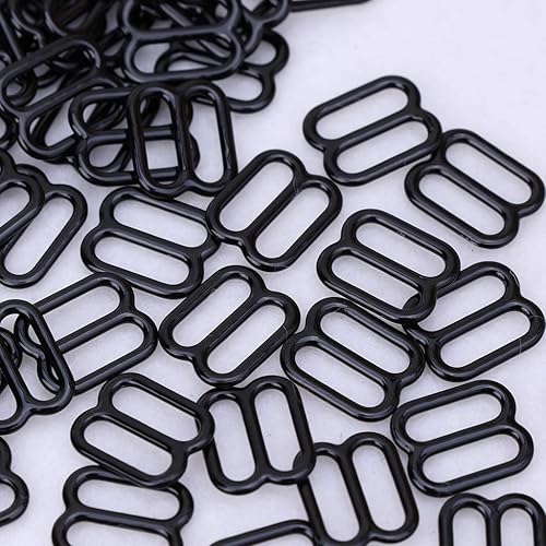 Gwxevce 100 pièces Lingerie en métal réglable Couture Soutien-Gorge Curseur Anneaux Boucles Bricolage 6mm-15mm Noir - Nail Gallerys