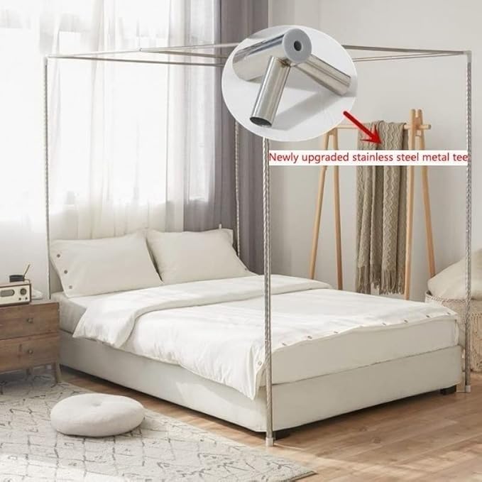 Support de moustiquaire à baldaquin en Acier Inoxydable, Cadre de Filet de lit adapté pour lit Simple/Double/King/Super King, s'adapte Parfaitement à Votre Matelas, Assemblage Facile à Faire soi-même - Nail Gallerys