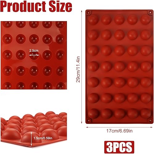 3 Pièces Moule Demi Sphere Silicone, Moule Boule Silicone à 35 Cavités, Moule en Silicone Semi-Sphérique, Moule Demi Sphere, Moule Silicone Sphere, pour la Fabrication de Chocolat,Gâtea,Mousse de Dôme - Nail Gallerys
