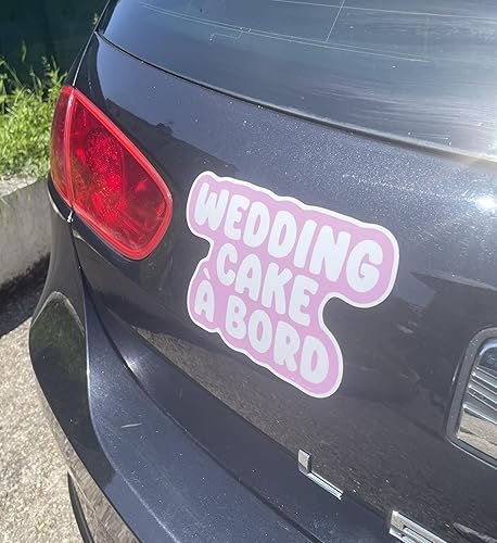 Sticker Magnétique Gâteaux Wedding Cake à Bord, Rose, Blanc, Autocollant aimanté et repositionnable Gâteaux à Bord, 20 x 13.5 cm, 100% français, autocollant voiture - Nail Gallerys